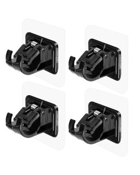 4Pcs No Drill Curtain Rod Brackets No Drilling Curtain Rod Holders Self Adhesive Curtain Rod Hooks Nail Free Adjustable Curtain