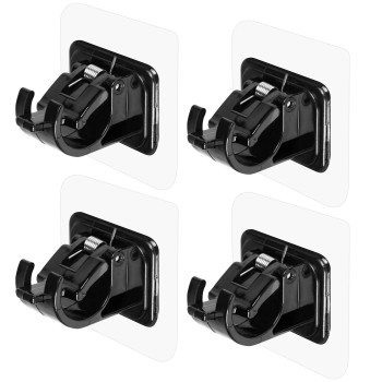 4Pcs No Drill Curtain Rod Brackets No Drilling Curtain Rod Holders Self Adhesive Curtain Rod Hooks Nail Free Adjustable Curtain