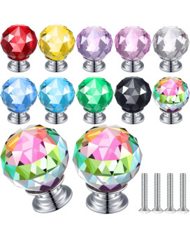 Jetec 20 Pcs Crystal Knobs Glass Drawer Pulls Cabinet Knobs 30Mm Diamond Dresser Knobs For Dresser Drawers Kitchen Bookcase Ward