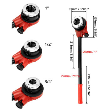 Qwork Pipe Threader Ratchet Kit 3 Die Ratcheting Pipe Threading Tool Set 12 34 1 Portable Cast Iron Pipe Threading S