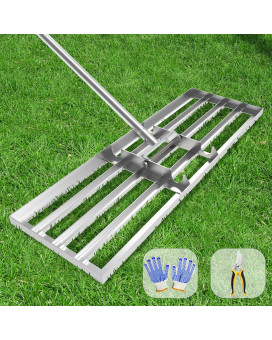 Dremmt Lawn Leveling Rake 35X10 Inch Professionalgrade Lawn Leveler Tool With Stainless Steel Handle Rakes For Lawns Heavy D