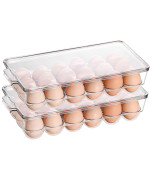 Sooyee 2 Pack Egg Holder For Refrigerator Plastic Egg Storage Container For Refrigerator Fridge Egg Organizer Clear Refrigera