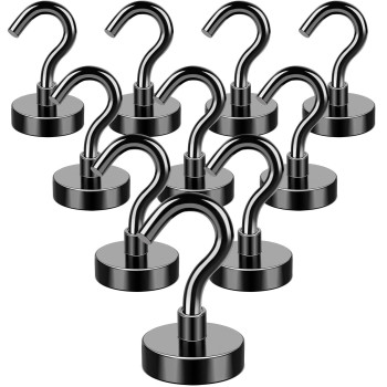 Mikede Black Magnetic Hooks 28Lbs Strong Magnets With Metal Hooks For Refrigerator Super Cruise Hooks For Hanging Magnetic Ha