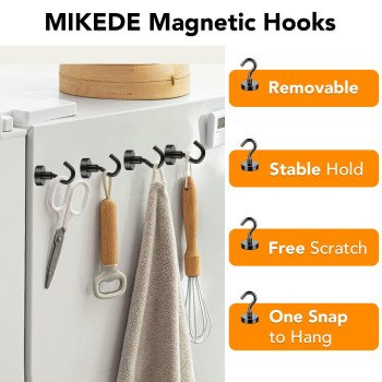 Mikede Black Magnetic Hooks 28Lbs Strong Magnets With Metal Hooks For Refrigerator Super Cruise Hooks For Hanging Magnetic Ha