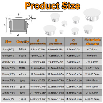 Smseace 280Pcs Plastic Plugs 9Sizes Plastic Hole Plug For Round Holes 1Inch 78Inch 34Inch 58Inch 12Inch 38Inch 516Inch 1