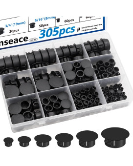 Smseace 305Pcs Plastic Plugs 9Sizes Plastic Hole Plug For Round Holes 1Inch 78Inch 34Inch 58Inch 12Inch 38Inch 516Inch 1