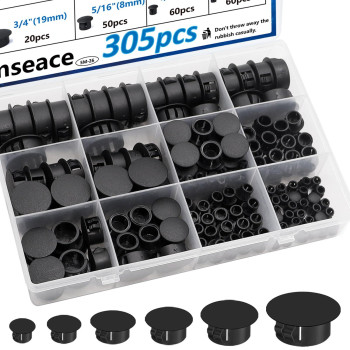 Smseace 305Pcs Plastic Plugs 9Sizes Plastic Hole Plug For Round Holes 1Inch 78Inch 34Inch 58Inch 12Inch 38Inch 516Inch 1