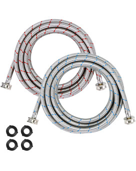 15Ft Long Washing Machine Hoses Upgrade By Blutoget Braided Stainless Steel Washer Hoses Hot And Cold Water Lines 34 Stand