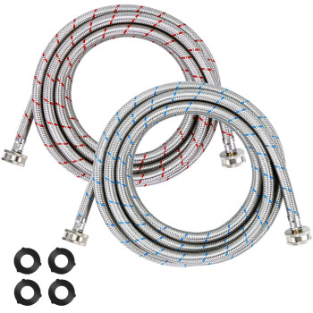 15Ft Long Washing Machine Hoses Upgrade By Blutoget Braided Stainless Steel Washer Hoses Hot And Cold Water Lines 34 Stand