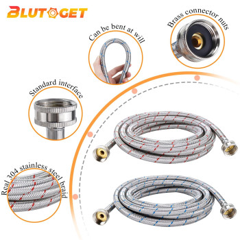 15Ft Long Washing Machine Hoses Upgrade By Blutoget Braided Stainless Steel Washer Hoses Hot And Cold Water Lines 34 Stand