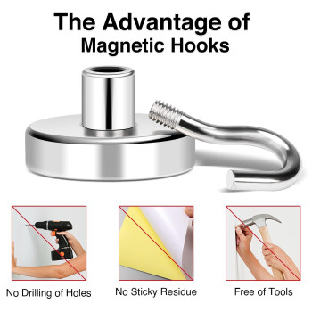 Mikede Magnetic Hooks 40Lbs Heavy Duty Magnet Hooks For Cruise Cabins Super Neodymium Hanging Hooks Strong Magnets With Hook