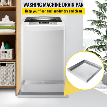 Vevor 27 X 25 X 25 Inch Washing Machine Pan 304 Stainless Steel Washing Machine Drain Pan 18 Ga Thickness Heavy Duty Compact Wa