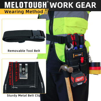 Melotough Pocket Tool Pouch Tool Belt Pouches With Belt Clip Utility Mini Tool Organizer Pouch For Electrician Carpenter Constru