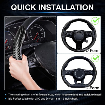 Cartist Steering Wheel Cover 2 Sets Car Carbon Fiber Steering Wheel Cover Car Wheel Cover For Menwomen Antislip Heat Resis