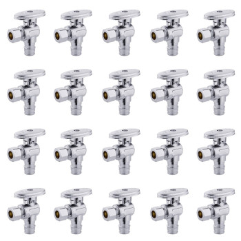 20 Pcs Efield Stop Valve Pexa 14 Turn Angle 38 Od Compression X 12 Expansion F1960 Chrome Plated Brass