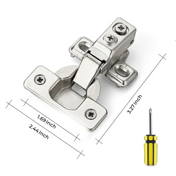 Ravinte 50 Pack 25 Pairs 12 Inch Overlay Brushed Nickel Short Arm Kitchen Cabinet Hinges Soft Close 105 Degree Concealed Hinges