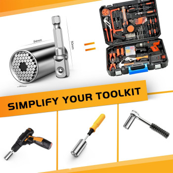 Gifts For Men Super Universal Socket Tool Stocking Stuffers For Men 719Mm Socket Wrench Set With Power Drill Adapter Unique