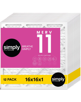 Simply Filters 16X16X1 Merv 11 Mpr 1000 Air Filter 12 Pack Actual Size 1575X1575X075 Hvac Ac Furnace Air Pleat