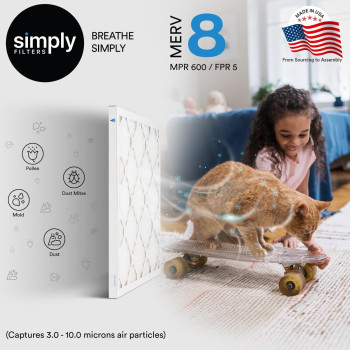 Simply Filters 16X24X1 Merv 8 Mpr 600 Air Filter 2 Pack Actual Size 16X24X075 Hvac Ac Furnace Air Filter