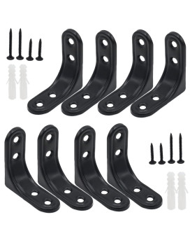 Joyangy 8Pcs 2 Inch L Brackets Heavy Duty Wall Mount Black L Corner Brackets Braces For Wood Shelves Cabinets 90 Degree Tria