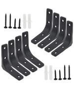 Joyangy 8Pcs 3 Inch L Brackets Heavy Duty Wall Mount Black L Corner Brackets Braces For Wood Shelves Cabinets 90 Degree Tria