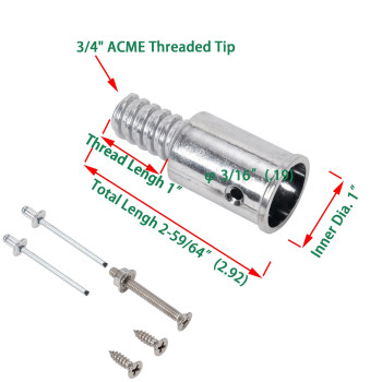 Threaded Tips Replacement For Extension Poles Repairing Push Broom Handle Threaded End 1 In 34 In