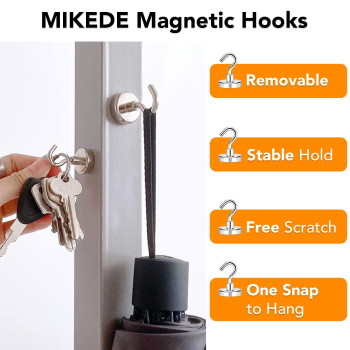 Mikede Magnetic Hooks 80Lbs Heavy Duty Magnetic Hooks For Cruise Cabins Super Neodymium Hanging Hooks Strong Magnets With Hoo