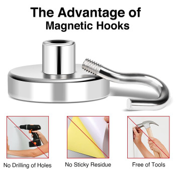 Mikede Magnetic Hooks 80Lbs Heavy Duty Magnetic Hooks For Cruise Cabins Super Neodymium Hanging Hooks Strong Magnets With Hoo