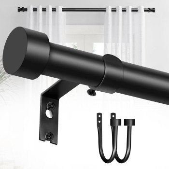 Curtain Rod For Window 367236Ft Ynl Matte Black Long Drapery Rods With 2Pcs Curtain Holdbacks Adjustable Heavy Duty Curtai