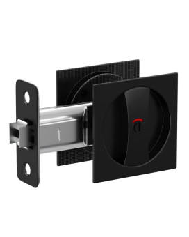 Goldenwarm Bedbath Pocket Door Lock With Color Coded Indicators Matte Black Contemporary Privacy Square Pocket Door Hardware2