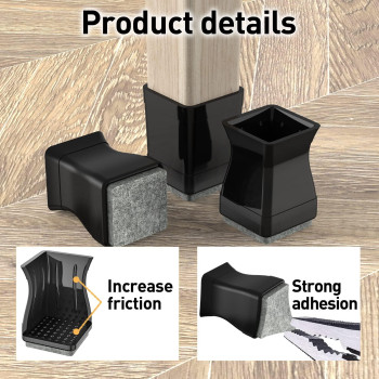 Square Chair Leg Floor Protectors 16Pcs Silicone Chair Floor Protectors For Hardwood Chair Legs Caps To Prevent Floor From Scr