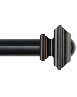 Kamanina 1 Inch Curtain Rod 32 To 58 Inches 2648Ft Black Curtain Rods For Windows Single Drapery Rods With Square Finials