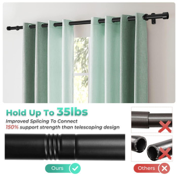 Taoberfuli Curtain Rods For Windows 32 To 48 1 Inch Industrial Curtain Rod Black Rustic Curtain Rods For Bedroom Indooroutdo