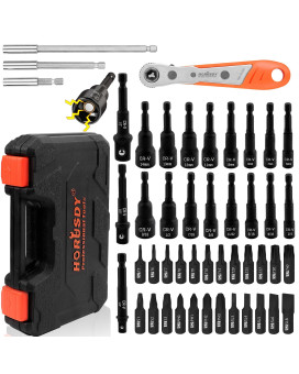 Horusdy Magnetic Nut Driver Set 47Piece Nut Driver Set For Impact Drill Sae 14 To 916 And Metric 614Mm Chrom