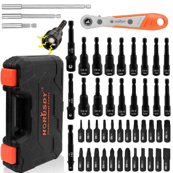 Horusdy Magnetic Nut Driver Set 47Piece Nut Driver Set For Impact Drill Sae 14 To 916 And Metric 614Mm Chrom