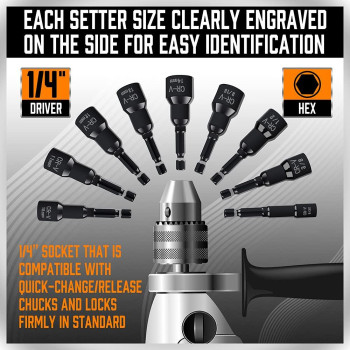 Horusdy Magnetic Nut Driver Set 47Piece Nut Driver Set For Impact Drill Sae 14 To 916 And Metric 614Mm Chrom