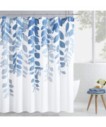 Boodii Dusty Blue Grey Leaf Shower Curtain For Bathroom Grayish Blue Botanical Eucalyptus Shower Curtain Set Floral Leaves Bathr