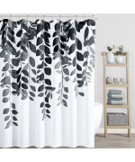 Boodii Black Floral Shower Curtain For Bathroom Black And White Eucalyptus Shower Curtain Watercolor Leaves Shower Curtain Natur