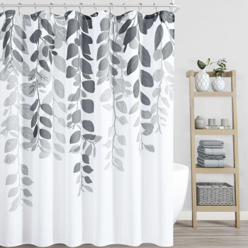 Boodii Gray Botanical Shower Curtain For Bathroom Eucalyptus Shower Curtains Floral Watercolor Natural Bath Curtain Set Light Gr