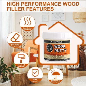 Wood Filler 2822 Ounce Wood Putty White Wood Filler Putty For Quickly Repair Wood Cracks And Holes On Wooden Floor Furniture