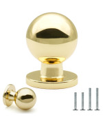 Furfitt 10 Pack Polished Brass Cabinet Knobs 1 Inch25Mm Diameter Shiny Polished Gold Ball Drawer Knobs Solid Zinc Alloy Dresser