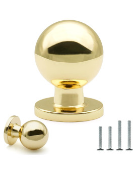 Furfitt 10 Pack Polished Brass Cabinet Knobs 1 Inch25Mm Diameter Shiny Polished Gold Ball Drawer Knobs Solid Zinc Alloy Dresser