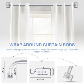 Nickel Wrap Around Curtain Rods Nickel Curtain Rods For Windows 28 To 48 Inch234Ft Adjustable Blackout Curtain Rod 1 Inch Di