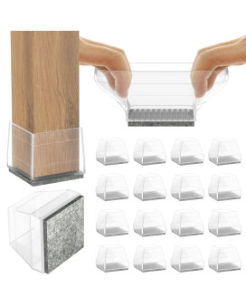 Clear Square Chair Leg Floor Protectors 24Pcs Silicone Chair Floor Protectors For Hardwood Chair Legs Caps To Prevent Floor Fr