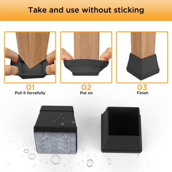 Square Chair Leg Floor Protectors 24Pcs Silicone Chair Floor Protectors For Hardwood Chair Legs Caps To Prevent Floor From Scr