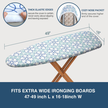 Sunkloof Extra Wide Ironing Board Cover And Pad 18X49 Reflective Silicone Ironing Board Cover Resist Scorching And Staining 4 Fa