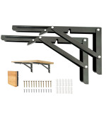 Folding Shelf Brackets 18 Inch 2 Pcs Heavy Duty Shelf Brackets Collapsible Shelf Brackets For Foldable Shelf Wall Mounted Foldi