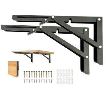 Folding Shelf Brackets 18 Inch 2 Pcs Heavy Duty Shelf Brackets Collapsible Shelf Brackets For Foldable Shelf Wall Mounted Foldi