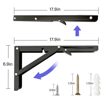 Folding Shelf Brackets 18 Inch 2 Pcs Heavy Duty Shelf Brackets Collapsible Shelf Brackets For Foldable Shelf Wall Mounted Foldi