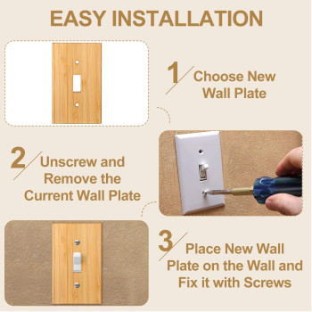 Pinkunn 10 Pieces Solid Wood Light Switch Plate Outlet Covers 45 X 276 Inch Bamboo Wooden Decorative Wall Plate For Bedroom Ki